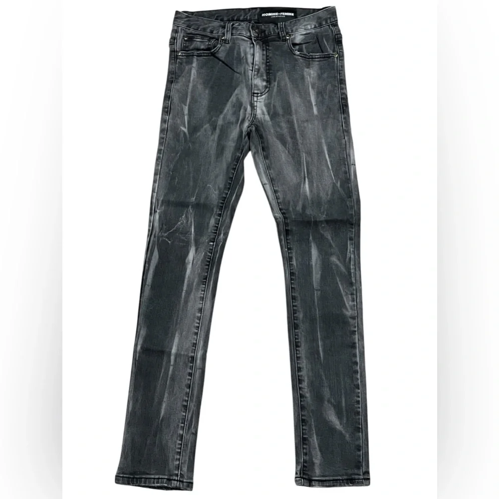 Homme+Femme‎ distressed faded black skinny jeans pants men’s waist 26 made L.A.